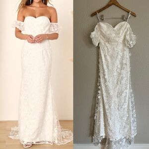 NWOT Lulus Magical Beginnings White 3D Floral Embroidered Maxi Dress